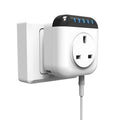 White Tuya smart socket with US 3-pin outlet and a separate temperature sensor probe.