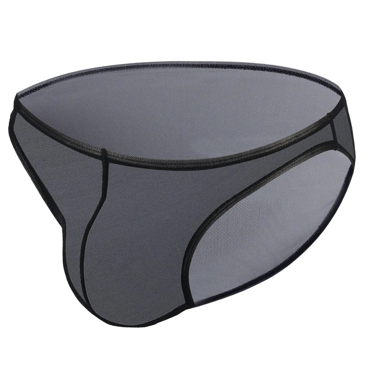 Men's black ice silk triangle mid waist shorts with quick-drying nylon fabric