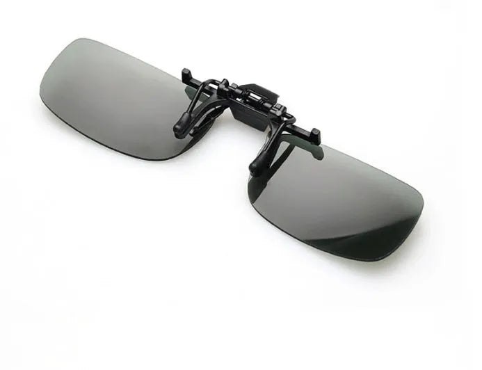 Polycarbonate clip-on sunglasses for prescription glasses with night vision tint option