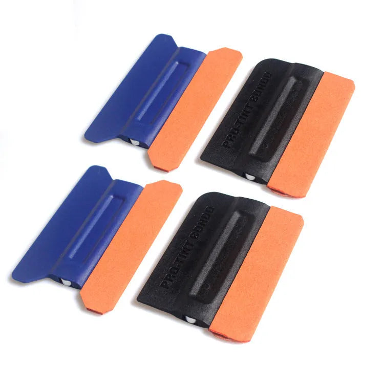Car film scraper tool with black deerskin pad for applying colour changing vehicle wraps