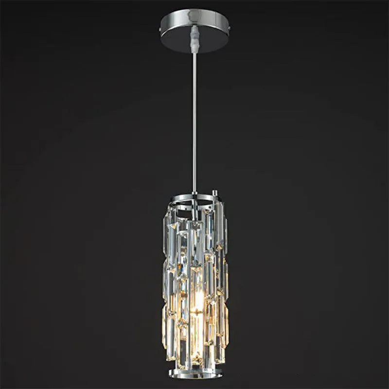 LED industrial style crystal droplight in black finish for bedroom or dining room use