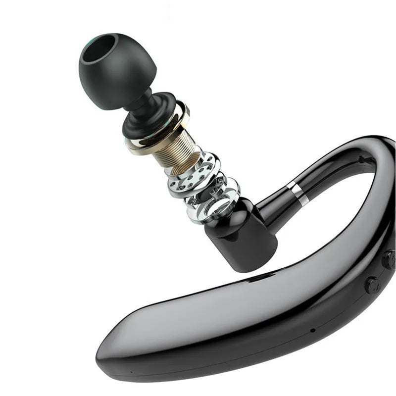 Single wireless Bluetooth earphone in black with rotatable ear tip for left or right ear wear