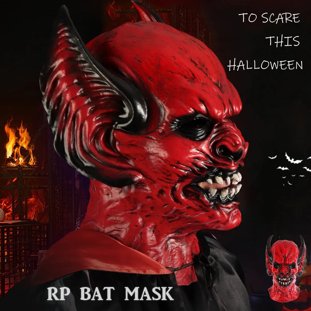Red bat head cover Halloween horror costume mask RP foam party dress-up accessory