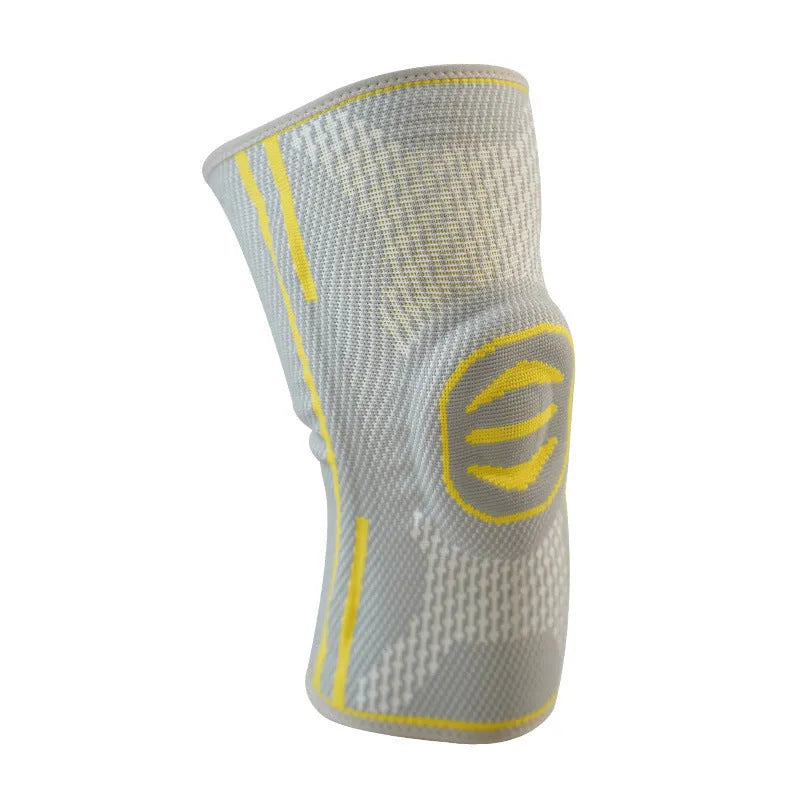Cotton mountaineering knee pads in green, blue, and yellow colours