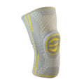 Cotton mountaineering knee pads in green, blue, and yellow colours