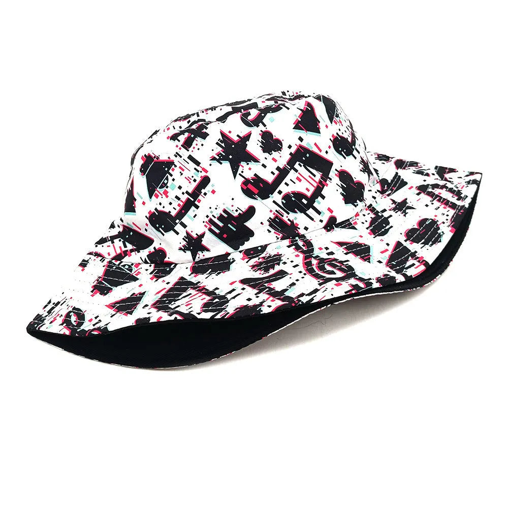 Musical Note Pattern Printing Bucket Hat Dome Crown Polyester Outdoor Travel Size M