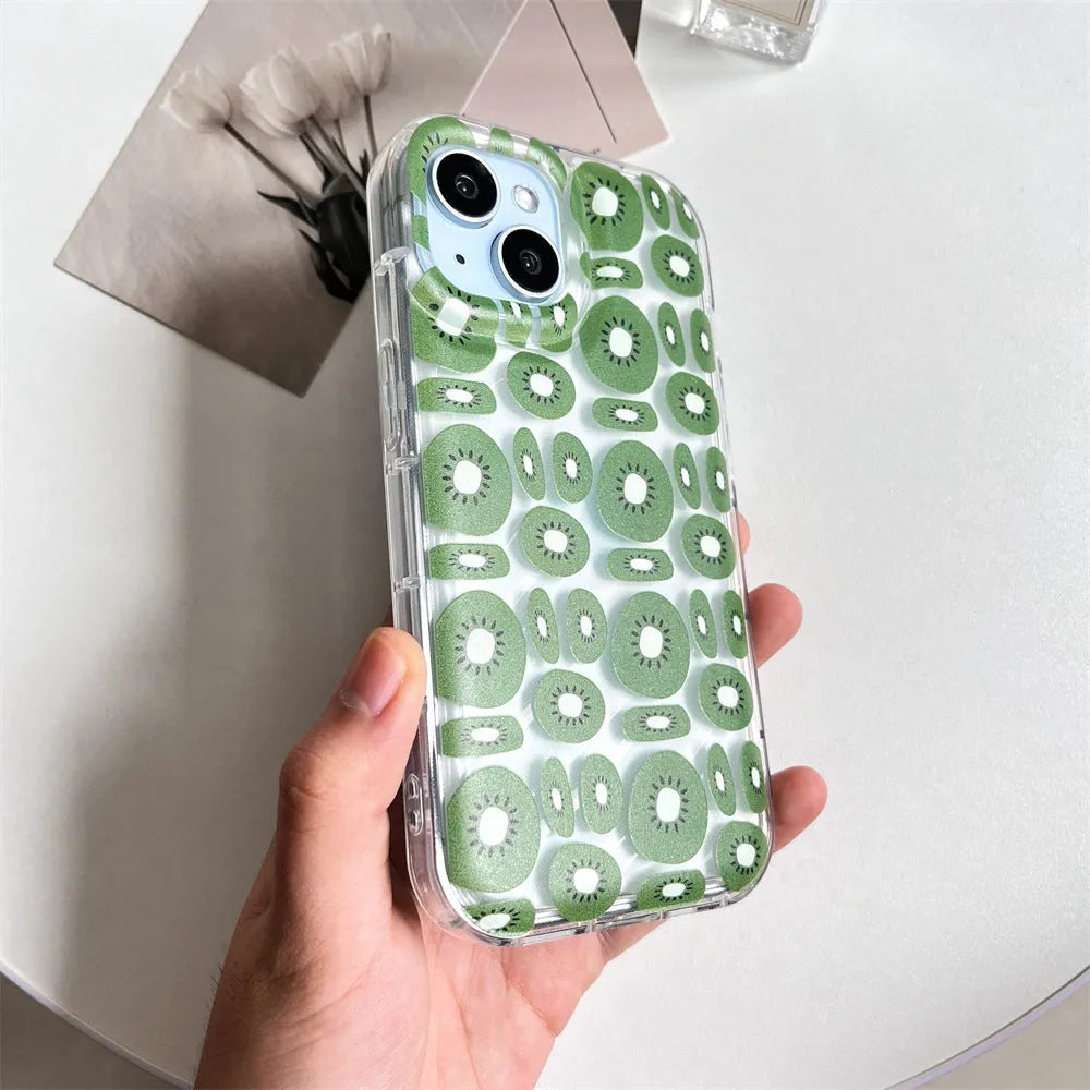 Transparent sliced kiwi fruit TPU phone case for iPhone, all-inclusive style