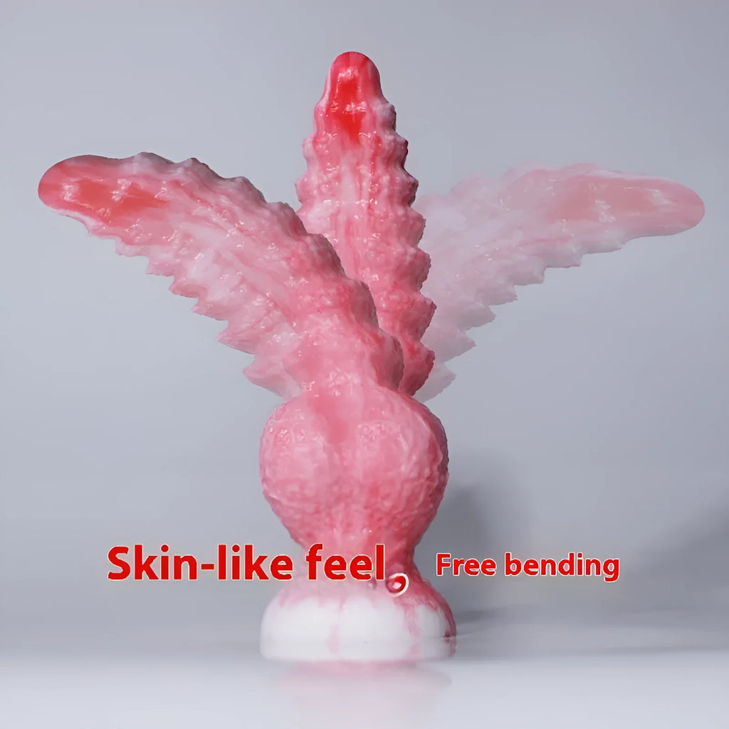 Pink shaped penis women's masturbation device in platinum silicone