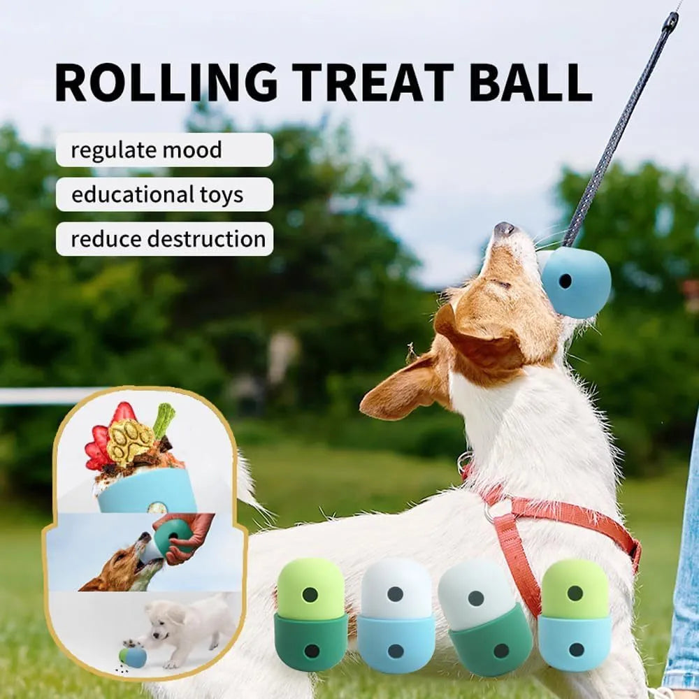 Dog treat dispensing puzzle ball in multiple colour combinations for small medium dogs