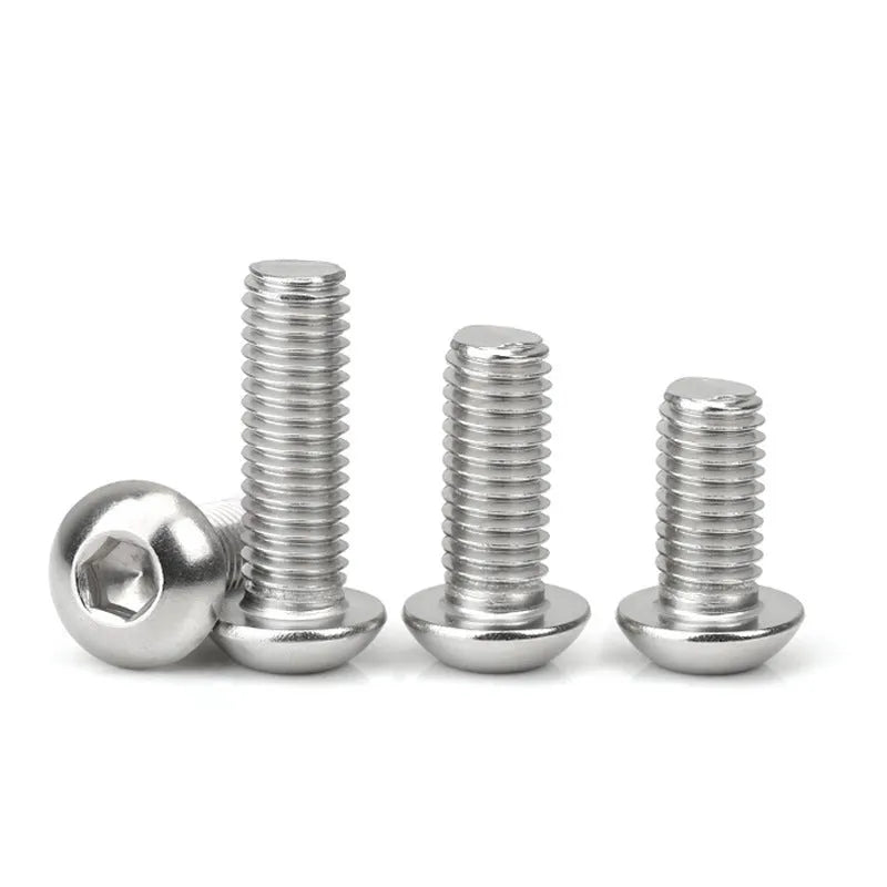 Stainless steel A2-70 half round pan head hexagon screw with whitewash finish
