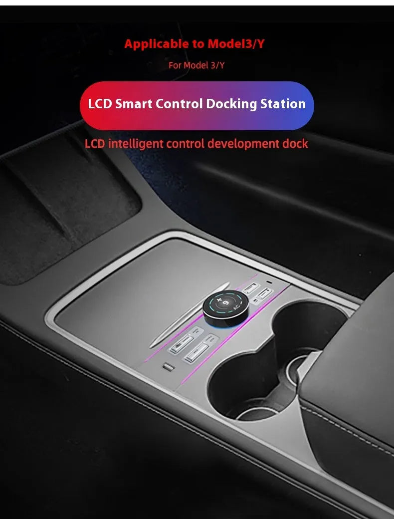 LCD intelligent control expansion dock for Tesla Model 3 and Model Y with 1.46 inch IPS screen