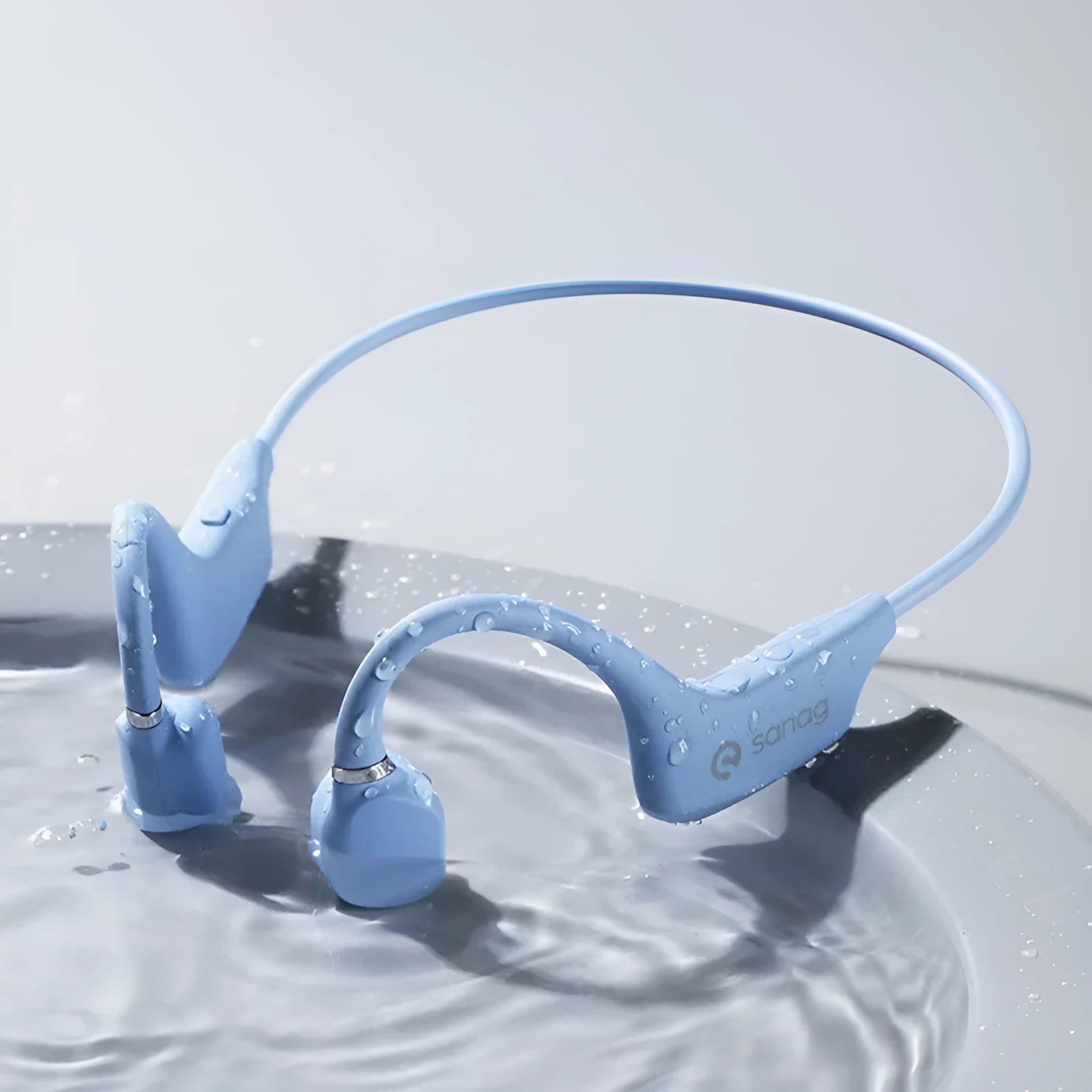 Wireless bone conduction Bluetooth headset in hanging neck style for sports.