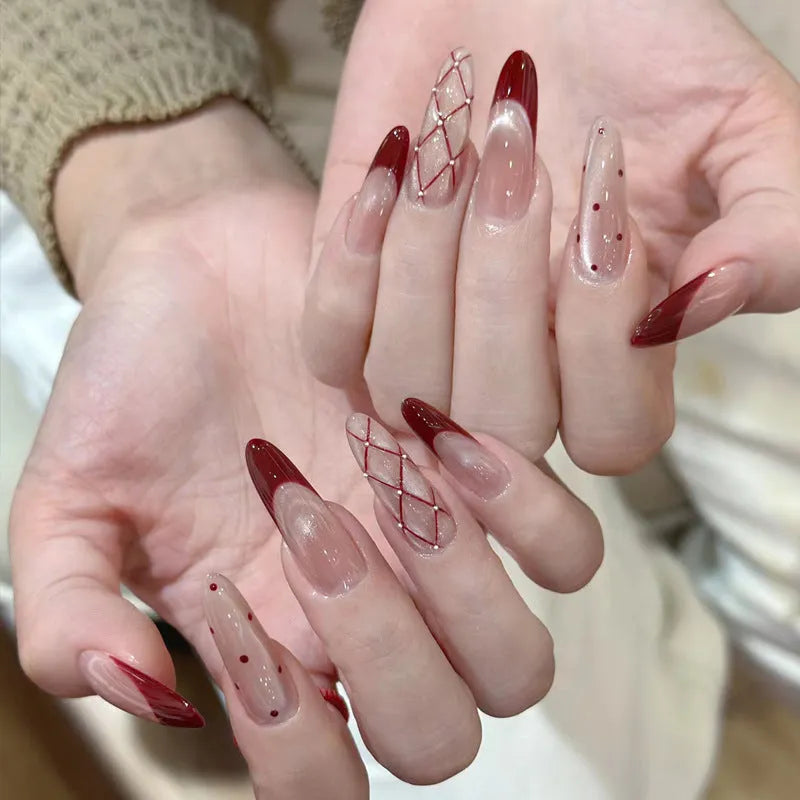 Set of sweet pastel coloured fake nails for girls in short square style