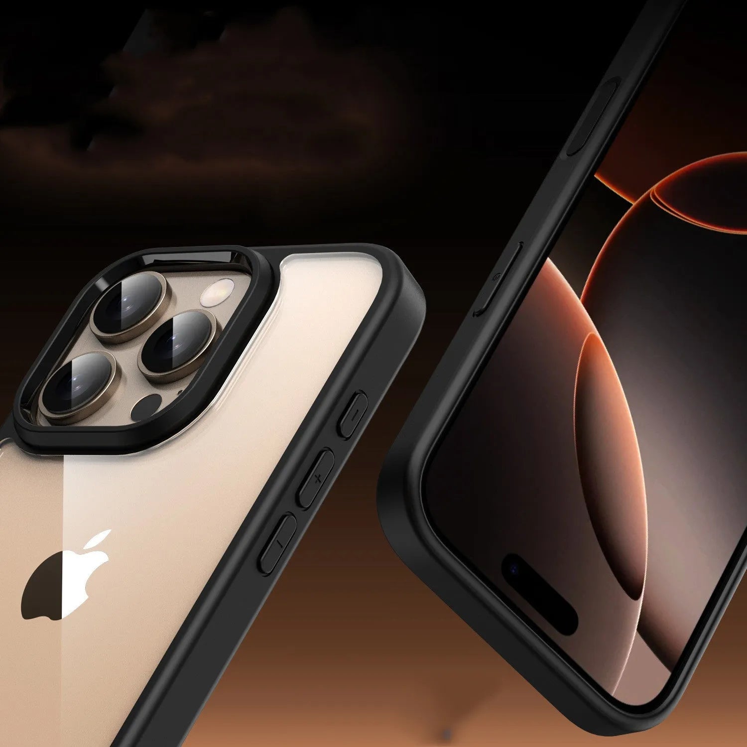 Transparent black TPU PC magnetic drop-resistant phone case for iPhone 16 series with airbag corners
