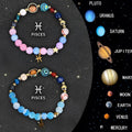 Set of two beaded bracelets for zodiac signs, made with natural stone beads on an elastic cord.
