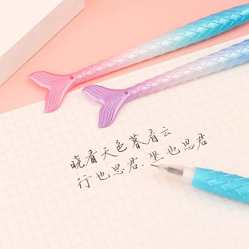 Creative cartoon mermaid pen with 0.38mm fine tip, random colour, plastic body, isolated on white background