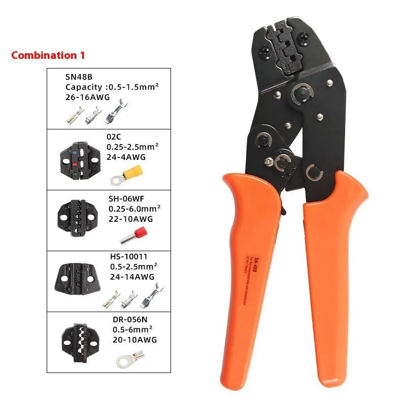 SN-48B portable multi-wrench jaw terminal crimping pliers combination suit with four pliers and wire crimper