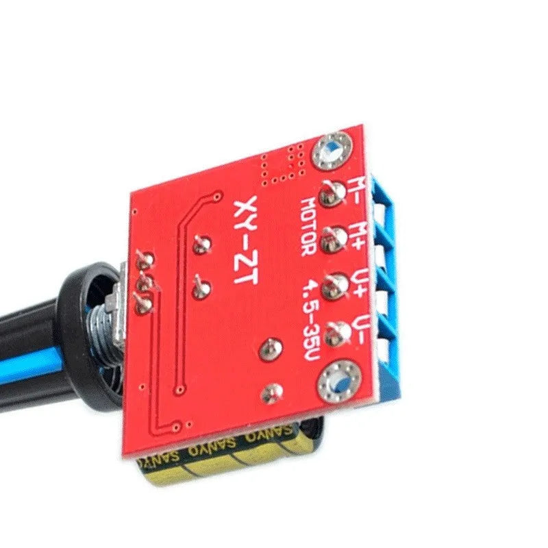 PWM DC motor speed controller module with potentiometer knob for 5V-35V applications