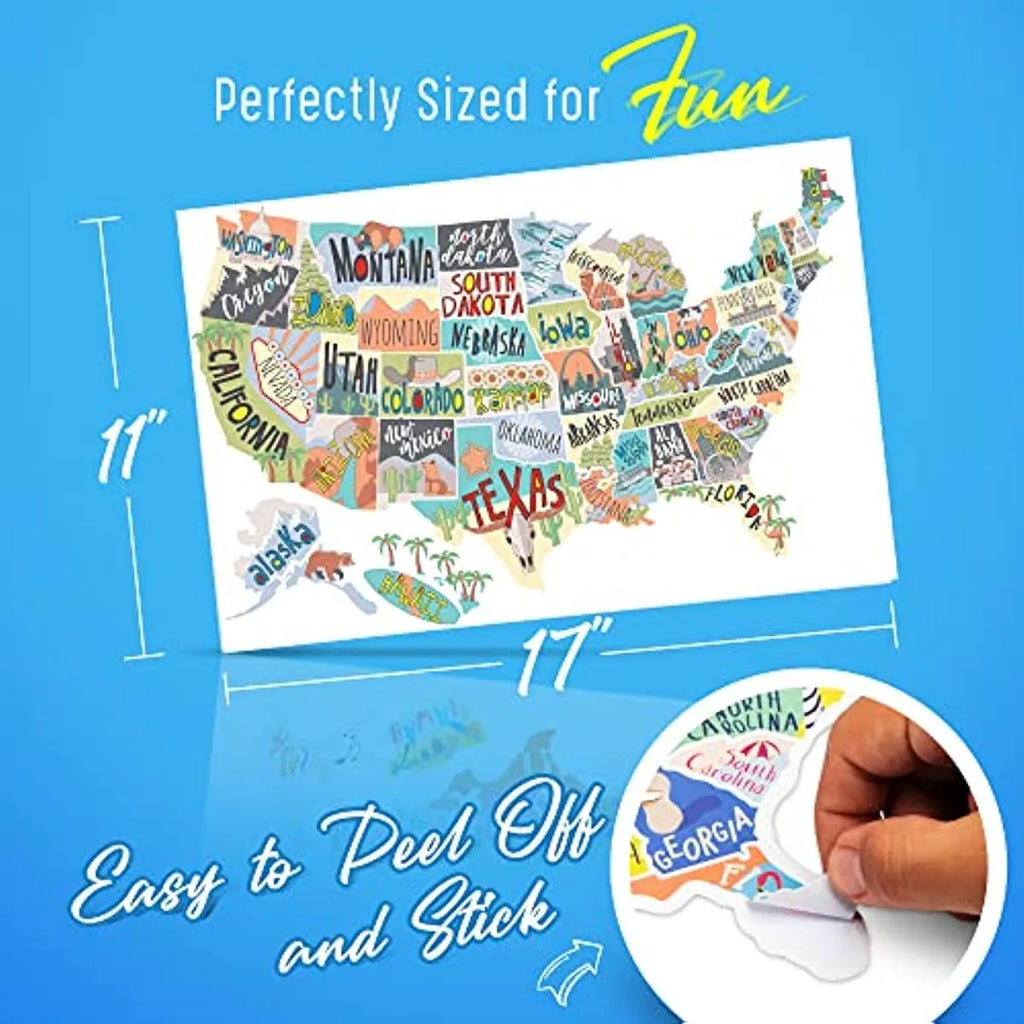 Travel sticker set with world map and alphabet letters for car body decoration in two style variations