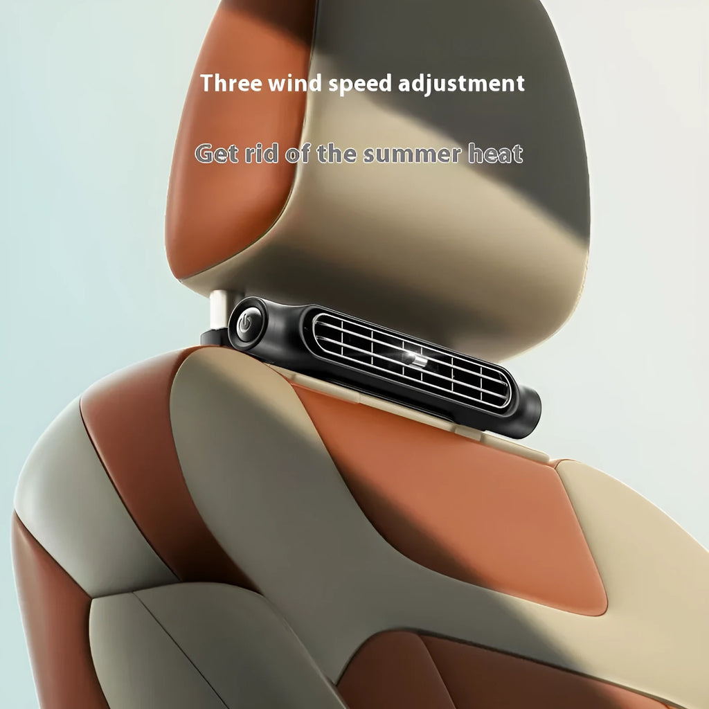 USB plug-in car seat fan with brushless motor and three-speed button control