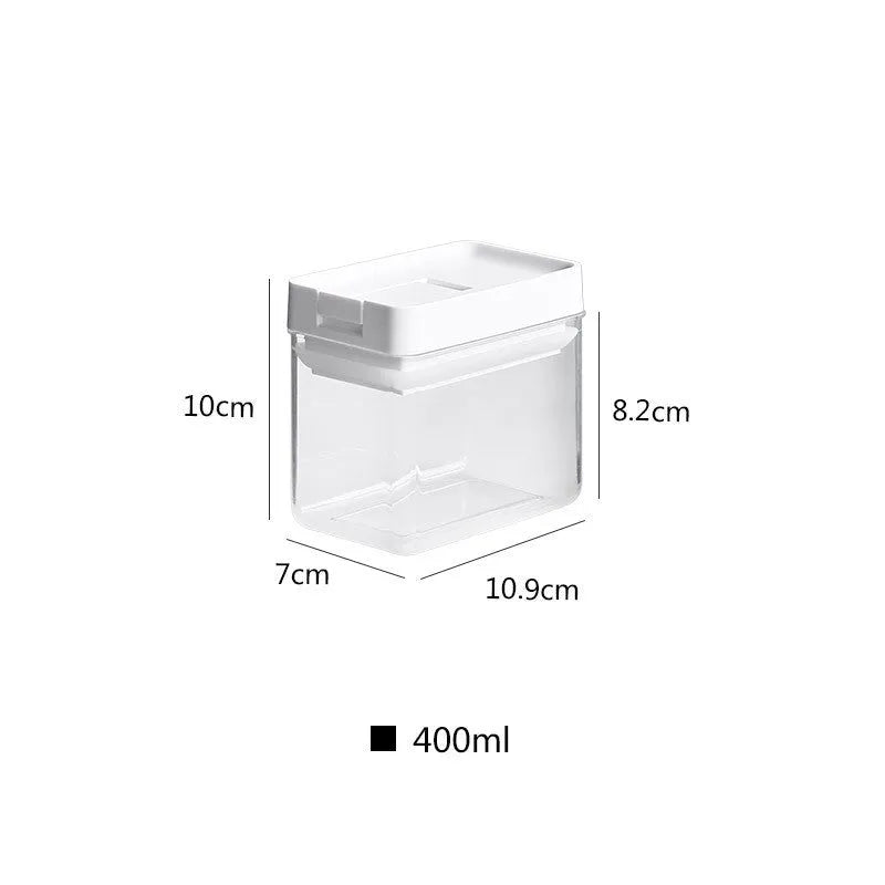 White transparent plastic grain storage container with 400ml capacity and Japanese design