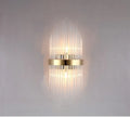 Modern crystal petal wall lamp in titanium gold finish mounted on living room wall