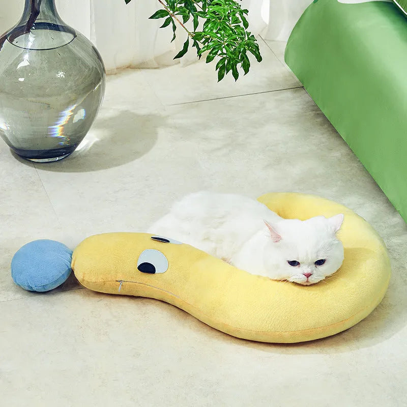 Blue rectangular pet pillow measuring 62 by 39 centimetres for dogs and cats.