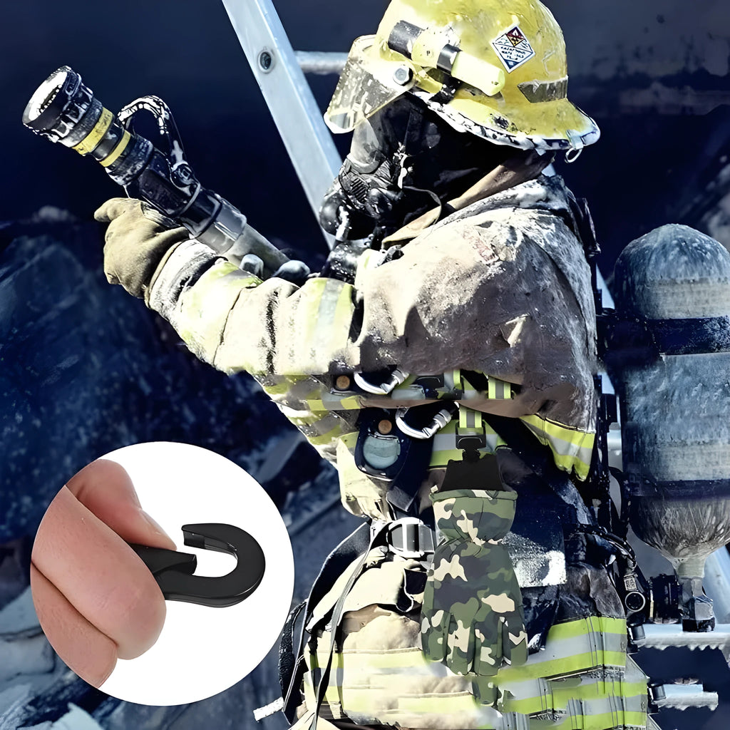 Fluorescent green universal safety clip with metal buckle for fireman gloves organisation
