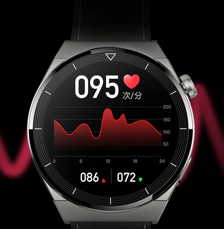 Black Bluetooth smart watch with circular dial and silicone band showing NFC access control and call functionality