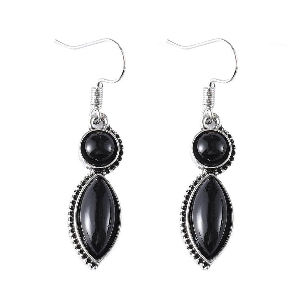 Vintage geometric earrings with black and purple electroplated finish on zinc alloy