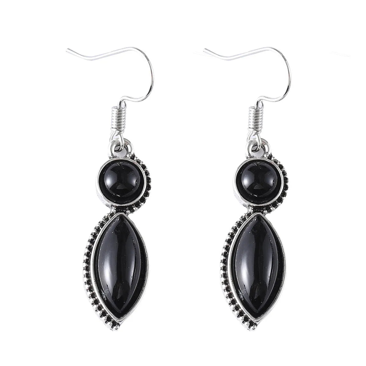 Vintage geometric earrings with black and purple electroplated finish on zinc alloy