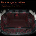 3D raised edge boot liner mat for Mitsubishi Outlander, shown in a wine red colour with contrasting trim.