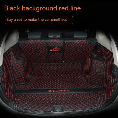 3D raised edge boot liner mat for Mitsubishi Outlander, shown in a wine red colour with contrasting trim.