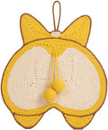 Yellow Corgi-design sisal cat scratching board with anti-slip base measuring 37x40cm