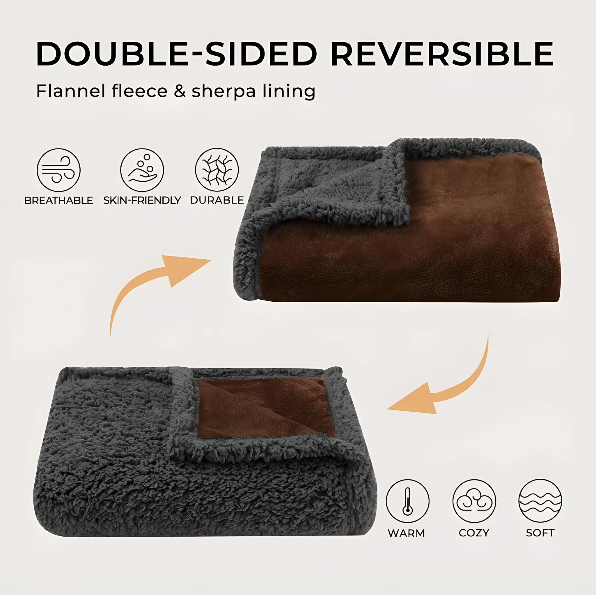 Pet waterproof blanket in beige flannel on a sofa with a dog lying on it