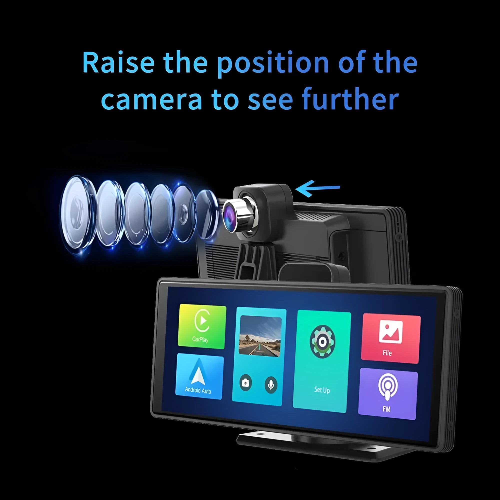 12-inch touchscreen car DVR with front and rear cameras for vehicle recording