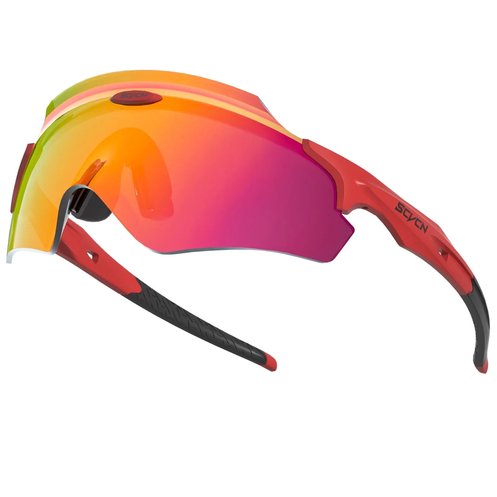 Athletic sports glasses with integrated colourful lens in frameless windproof design for cycling and running