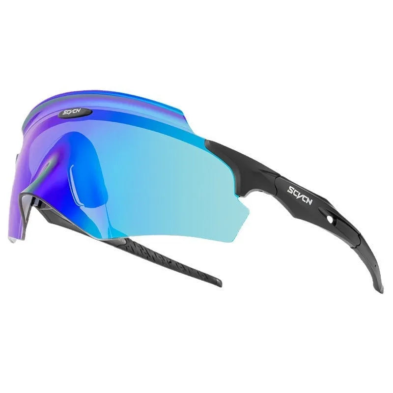 Athletic sports glasses with integrated colourful lens in frameless windproof design for cycling and running