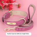 A brown double-layer leather dog collar with mohair lining and a matching lead, laid flat.