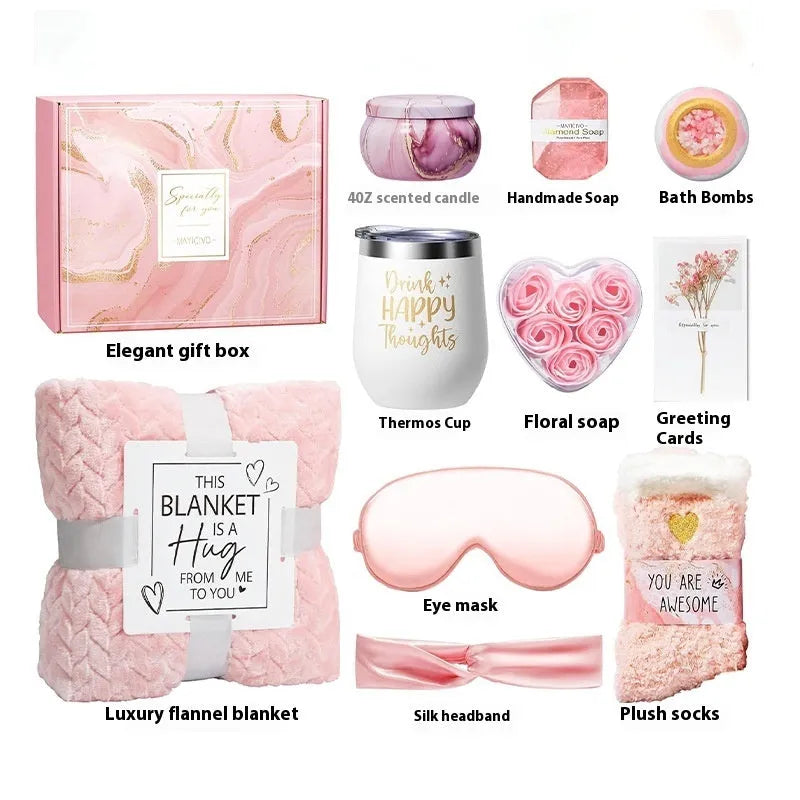 Aromatherapy candle soap bath gift set in a modern plastic container