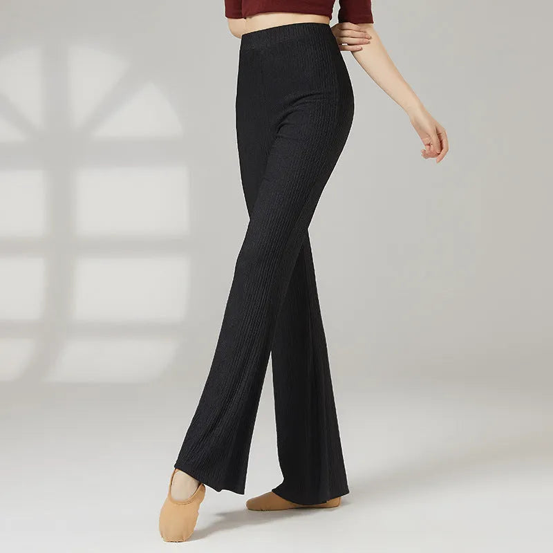 Women's solid colour dance practice trousers for classical and sports dance body training