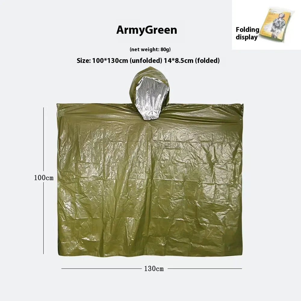 Marathon Wild Cross-country Multifunctional Raincoat laid flat, shown in orange and army green colour options.