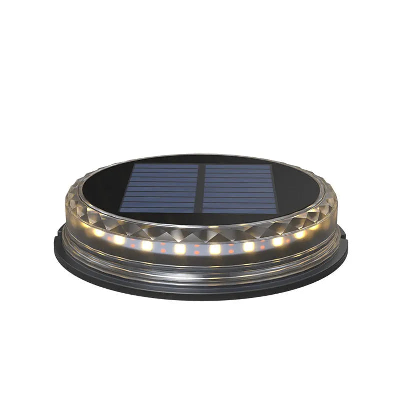 Solar buried light with 17 LED 2835 chips and polycrystalline panel in outdoor lawn setting