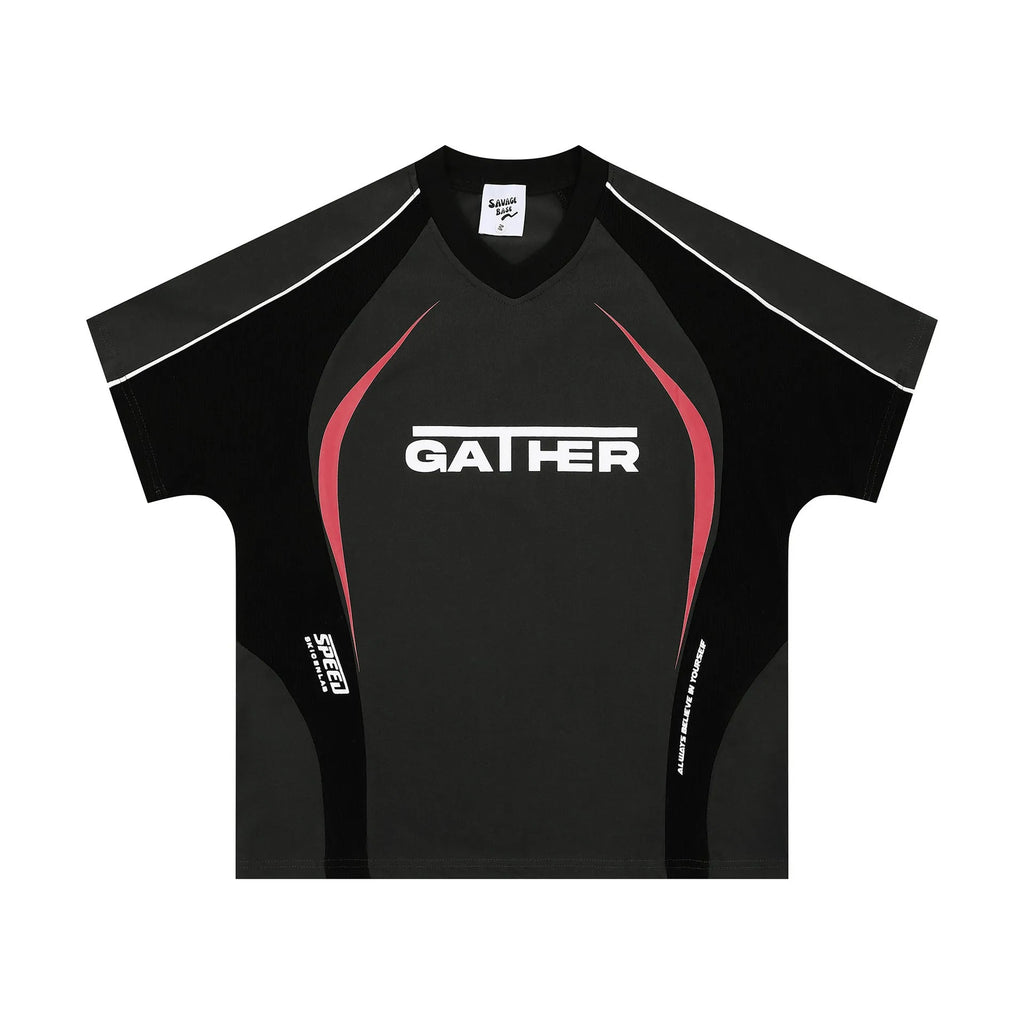 Men's loose t-shirt with colour matching letters printed design in polyester fibre fabric