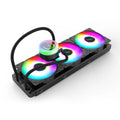 CPU radiator with RGB lighting effects and aluminium construction for desktop computer cooling