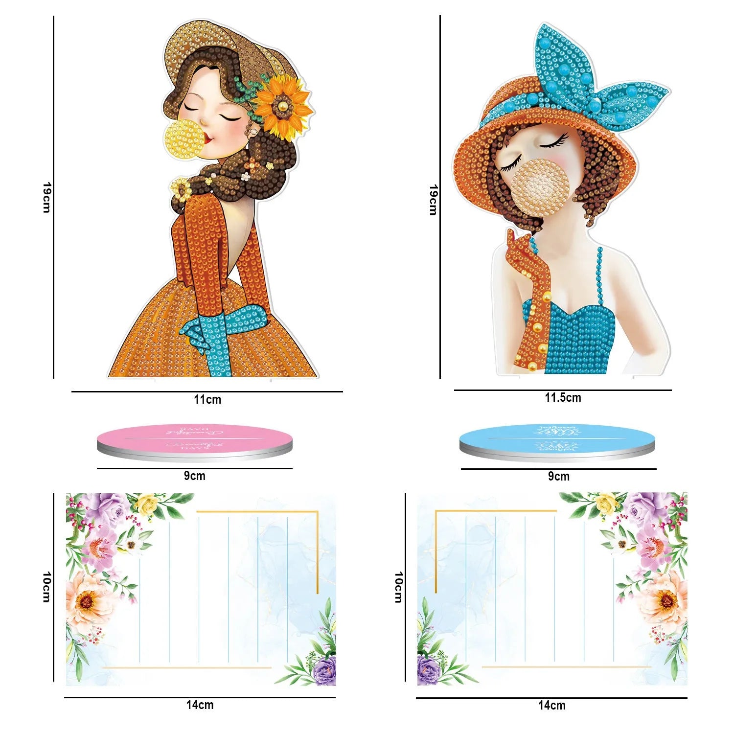 Diamond painting decorative note clip with American-style handmade design measuring 19 x 11.5 x 9cm