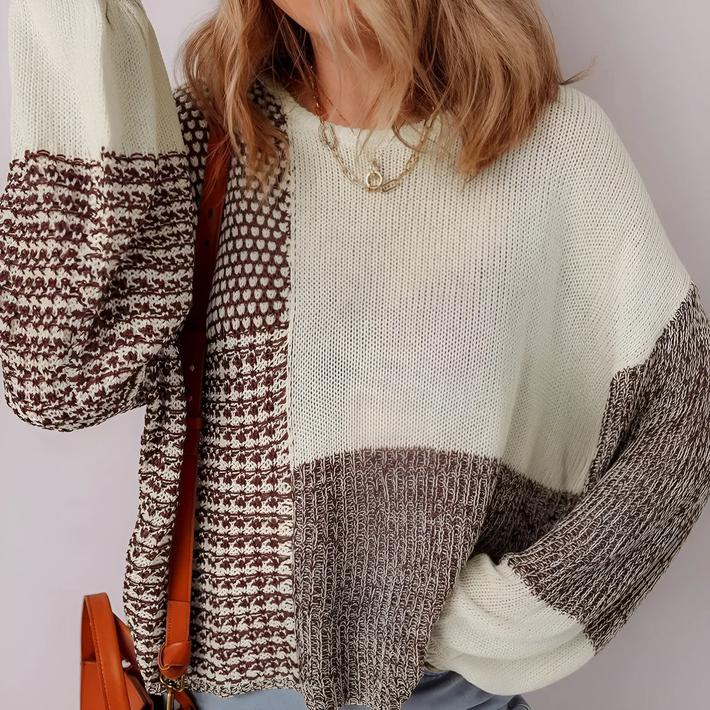 Dark khaki loose fit sweater with drop shoulders and a colour block back tie detail.