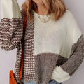 Dark khaki loose fit sweater with drop shoulders and a colour block back tie detail.