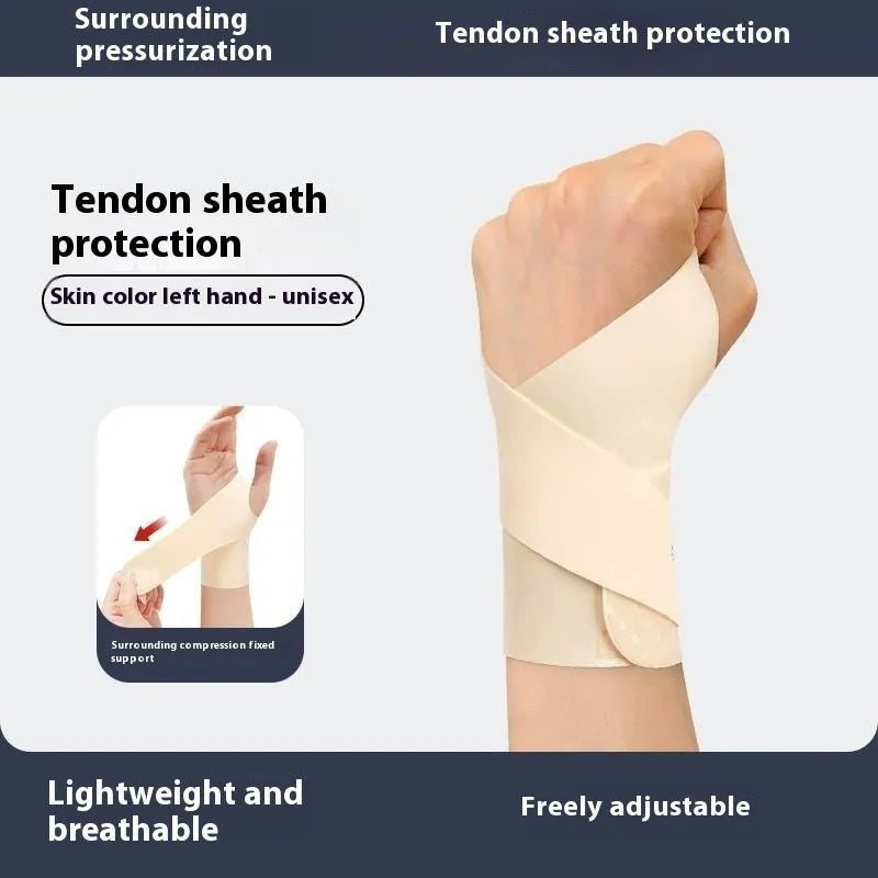 Adjustable athletic wristguard for sports like badminton and tennis, shown in black colour.