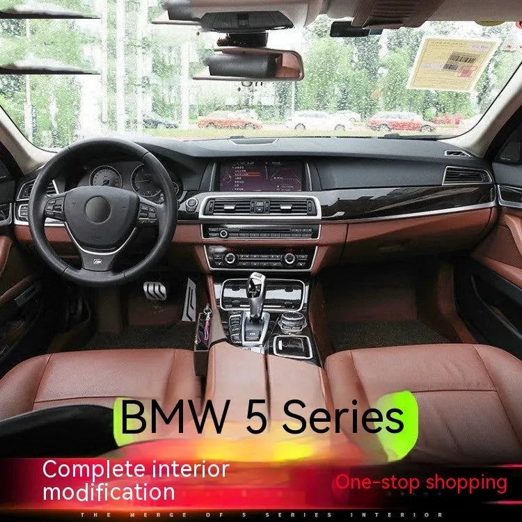 Black ABS and stainless steel interior handle decorative strips for BMW 5 Series F10/F1 models